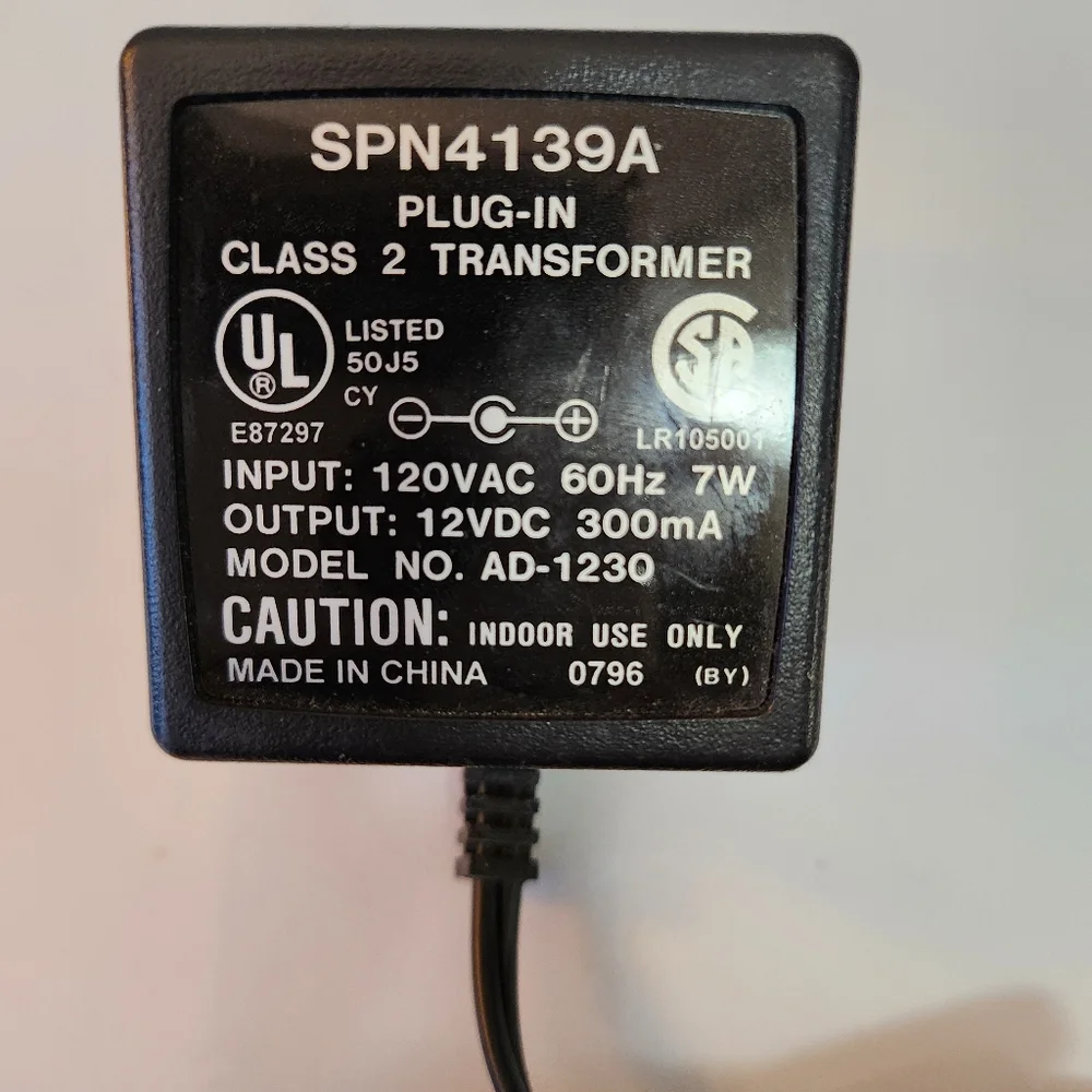 SPN4139A AC to DC Power Supply Adapter Charger 120Vac 12Vdc 300mA